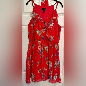 New BCX Gorgeous Red Ladies Floral Midi Dress with Fabric Belt New without Tags